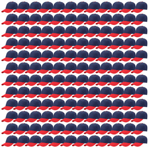 144-Pack Baseball Dad Cap Velcro Strap Adjustable Size - Navy/Red
