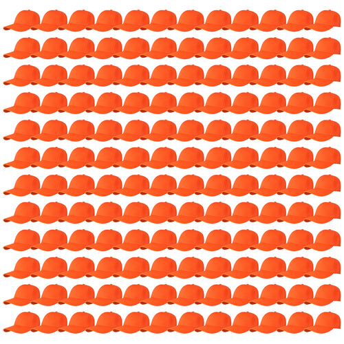 144-Pack Baseball Dad Cap Velcro Strap Adjustable Size - Orange