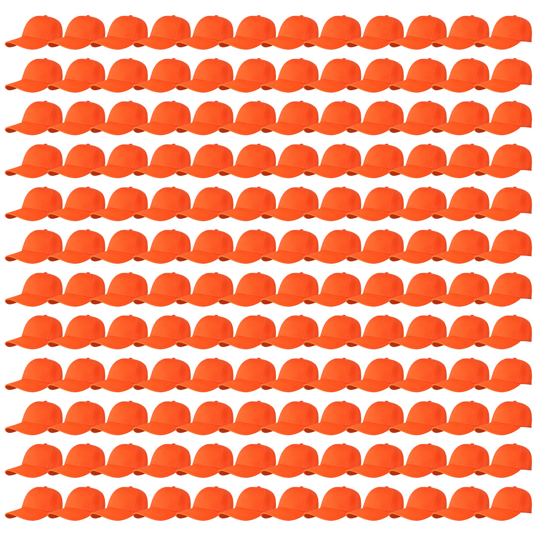 144-Pack Baseball Dad Cap Velcro Strap Adjustable Size - Orange