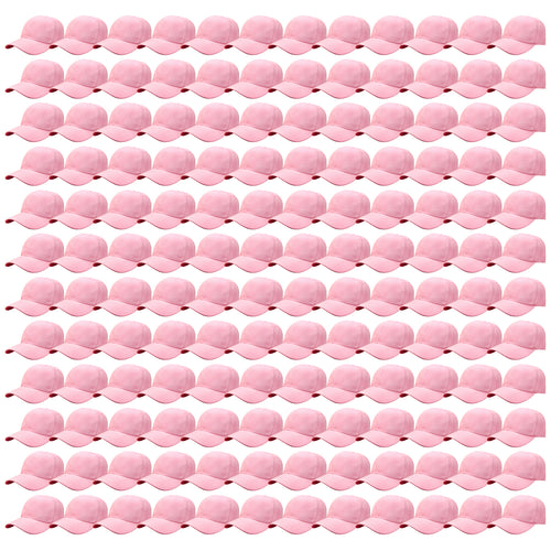 144-Pack Baseball Dad Cap Velcro Strap Adjustable Size - Pink