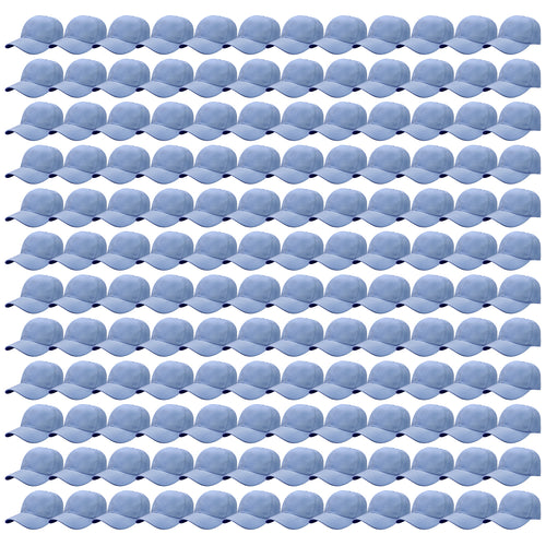 144-Pack Baseball Dad Cap Velcro Strap Adjustable Size - Sky Blue