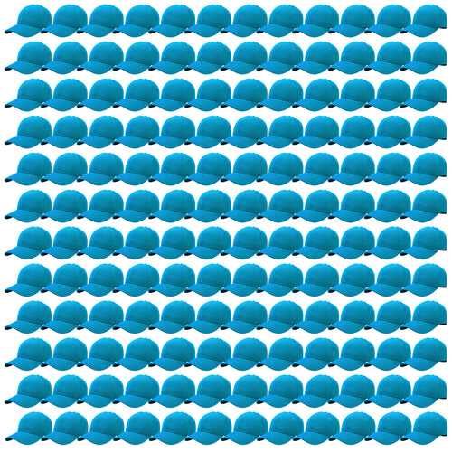144-Pack Baseball Dad Cap Velcro Strap Adjustable Size - Turquoise