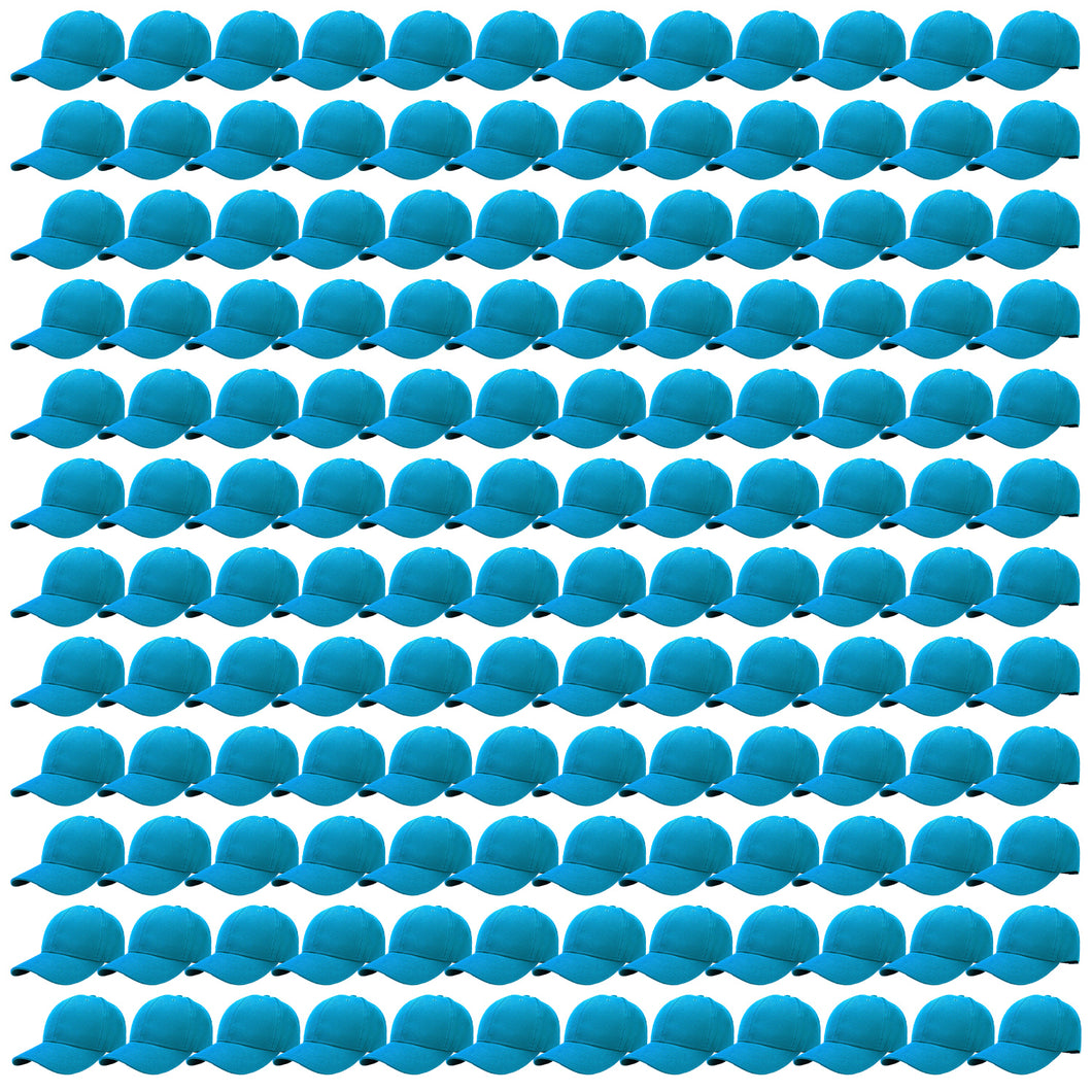 144-Pack Baseball Dad Cap Velcro Strap Adjustable Size - Turquoise