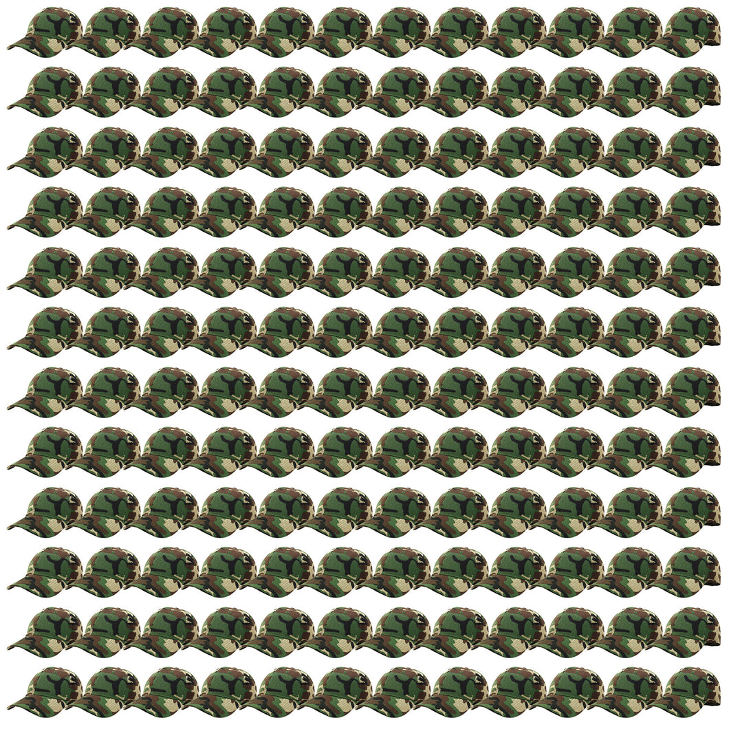 144-Pack Baseball Dad Cap Velcro Strap Adjustable Size - Woodland