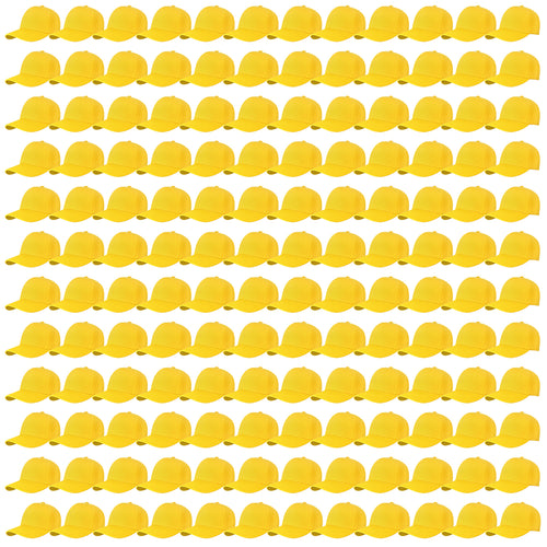 144-Pack Baseball Dad Cap Velcro Strap Adjustable Size - Yellow