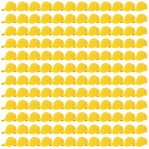 144-Pack Baseball Dad Cap Velcro Strap Adjustable Size - Yellow
