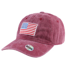 Load image into Gallery viewer, USA Flag Embroidered Baseball Cap - Burgundy