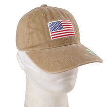 Load image into Gallery viewer, USA Flag Embroidered Baseball Cap - Khaki