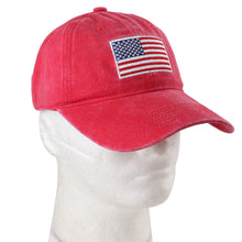 Load image into Gallery viewer, USA Flag Embroidered Baseball Cap - Red