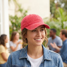 Load image into Gallery viewer, Pre-Washed Cotton Baseball Cap - Red