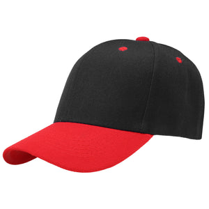 144-Pack Baseball Dad Cap Velcro Strap Adjustable Size - Black/Red