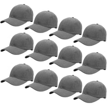 Load image into Gallery viewer, 12-Pack Baseball Dad Cap Velcro Strap Adjustable Size - Dark Gray