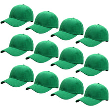 Load image into Gallery viewer, 12-Pack Baseball Dad Cap Velcro Strap Adjustable Size - Kelly Green