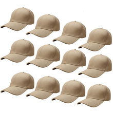 Load image into Gallery viewer, 12-Pack Baseball Dad Cap Velcro Strap Adjustable Size - Khaki