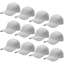 Load image into Gallery viewer, 12-Pack Baseball Dad Cap Velcro Strap Adjustable Size - Light Gray