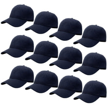Load image into Gallery viewer, 12-Pack Baseball Dad Cap Velcro Strap Adjustable Size - Navy