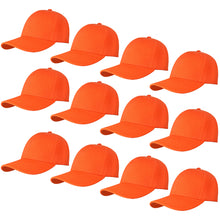 Load image into Gallery viewer, 12-Pack Baseball Dad Cap Velcro Strap Adjustable Size - Orange