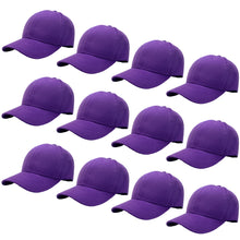 Load image into Gallery viewer, 12-Pack Baseball Dad Cap Velcro Strap Adjustable Size - Purple