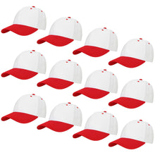 Load image into Gallery viewer, 12-Pack Baseball Dad Cap Velcro Strap Adjustable Size - White/Red