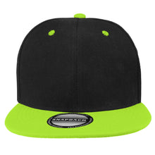 Load image into Gallery viewer, Hip Hop Style Snapback Hat Flat Bill Adjustable Size - Black/NeonGreen