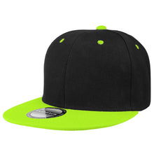 Load image into Gallery viewer, Hip Hop Style Snapback Hat Flat Bill Adjustable Size - Black/NeonGreen