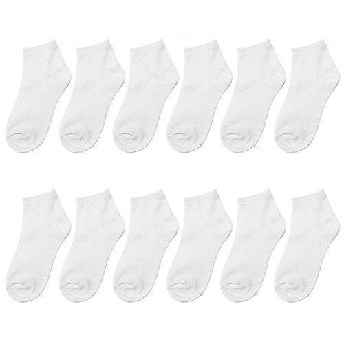 12-Pack White Boy & Girl Kids Cotton Ankle Socks