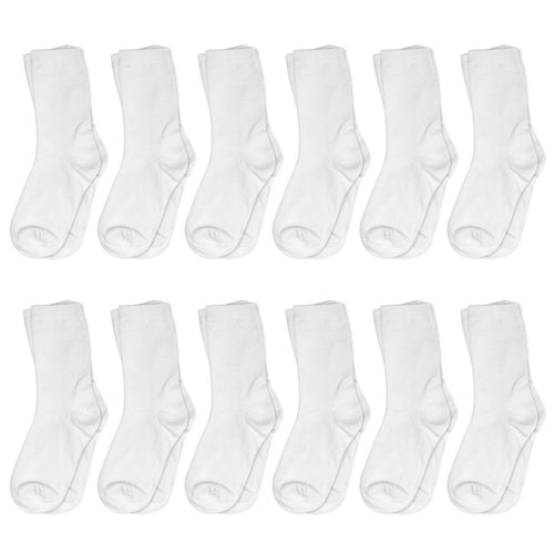 12-Pack White Boy & Girl Kids Cotton Crew Socks