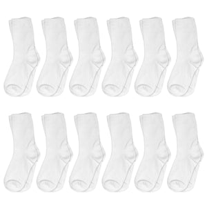 12-Pack White Boy & Girl Kids Cotton Crew Socks