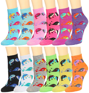12-Pack Whale Women's Ankle Socks