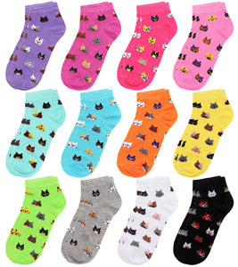 12-Pack Cat Women's Ankle Socks