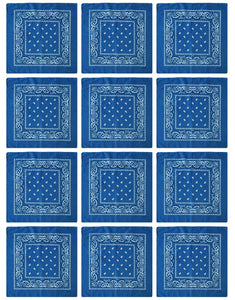 12-Pack Bandana Headband - Blue