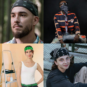 12-Pack Bandana Headband - Black