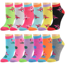 Load image into Gallery viewer, 12-Pack Flamingo Women's Ankle Socks