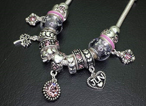 Birthstone Bracelet Multi-Color Charm Beads Silvertone