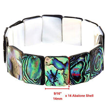 Load image into Gallery viewer, Green Abalone Shell Stretch Bracelet Rectangle
