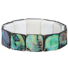 Load image into Gallery viewer, Green Abalone Shell Stretch Bracelet Square