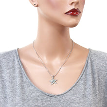 Load image into Gallery viewer, Starfish Pendant Necklace Aqua Crystal