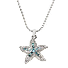 Load image into Gallery viewer, Starfish Pendant Necklace Aqua Crystal