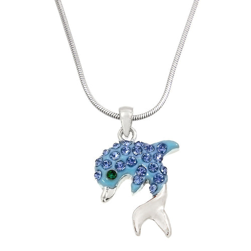Blue Color Dolphin Pendant Necklace