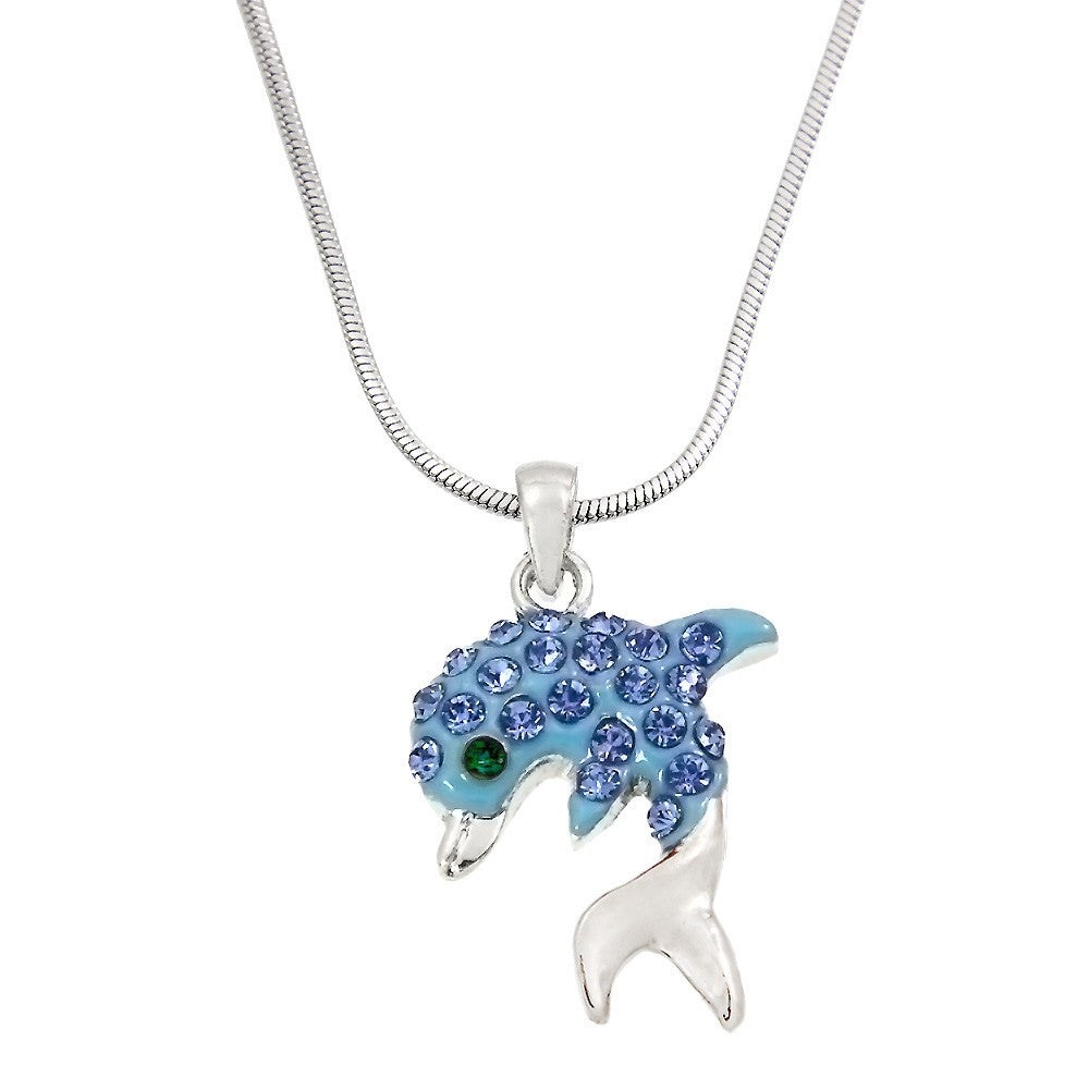 Blue Color Dolphin Pendant Necklace