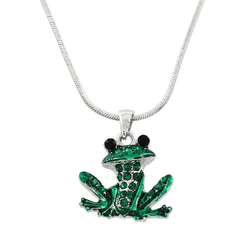 Green Frog Pendant Necklace