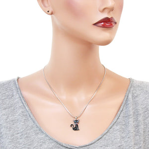 Black Cat Pendant Necklace