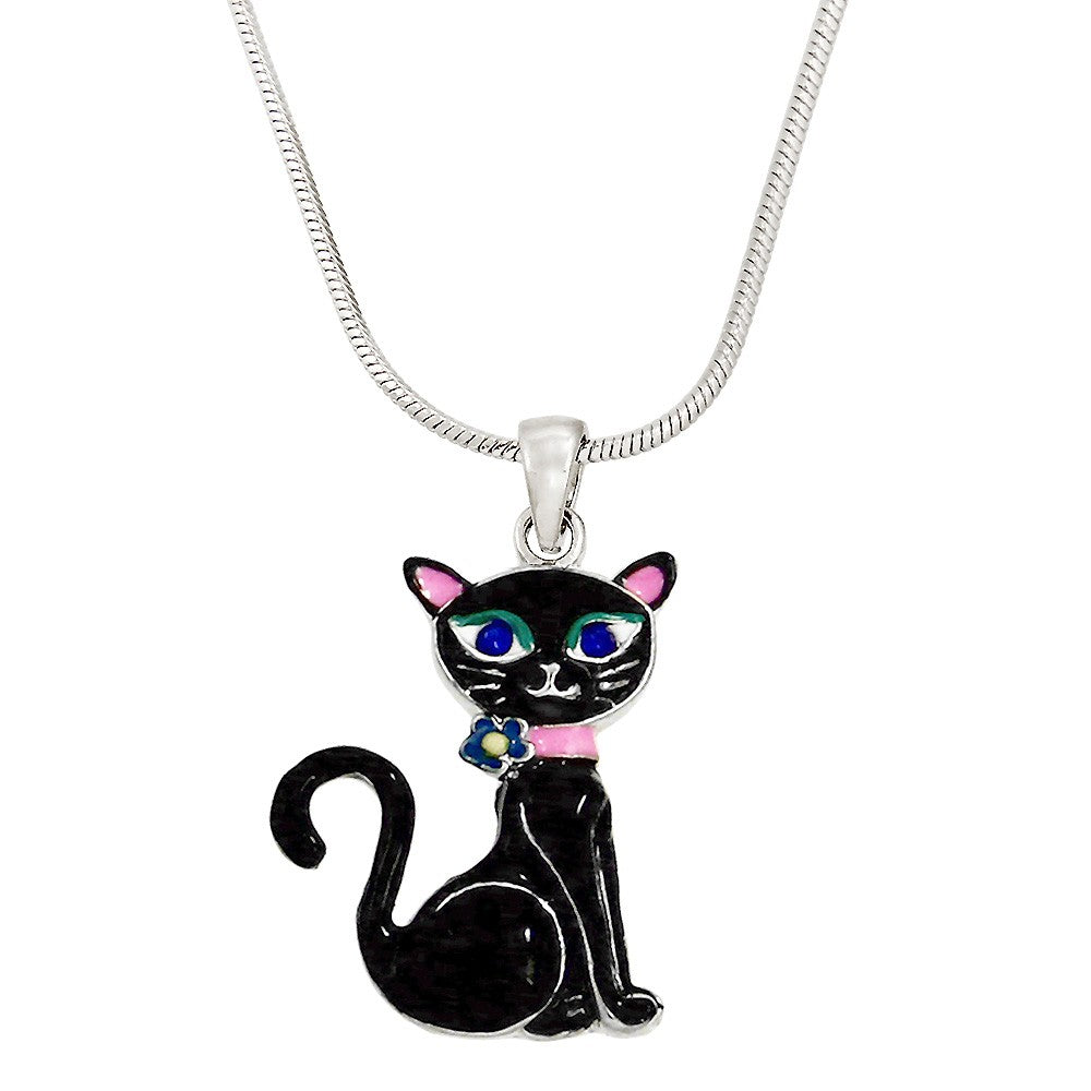 Black Cat Pendant Necklace