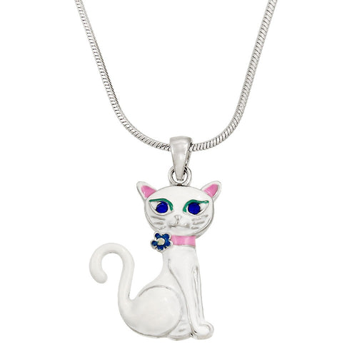 White Cat Pendant Necklace