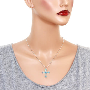 Blue Cross Pendant Necklace