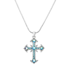 Load image into Gallery viewer, Blue Cross Pendant Necklace