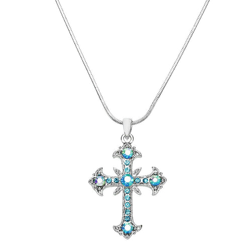 Blue Cross Pendant Necklace