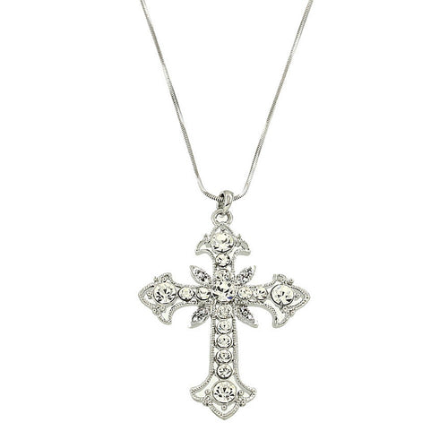 Clear Cross Pendant Necklace