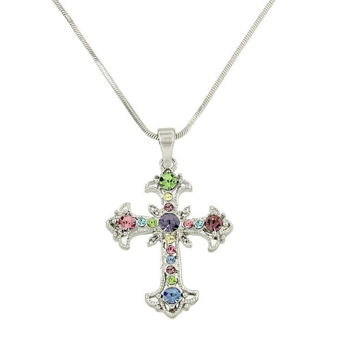 Multicolor Cross Pendant Necklace