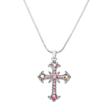 Load image into Gallery viewer, Pink Cross Pendant Necklace